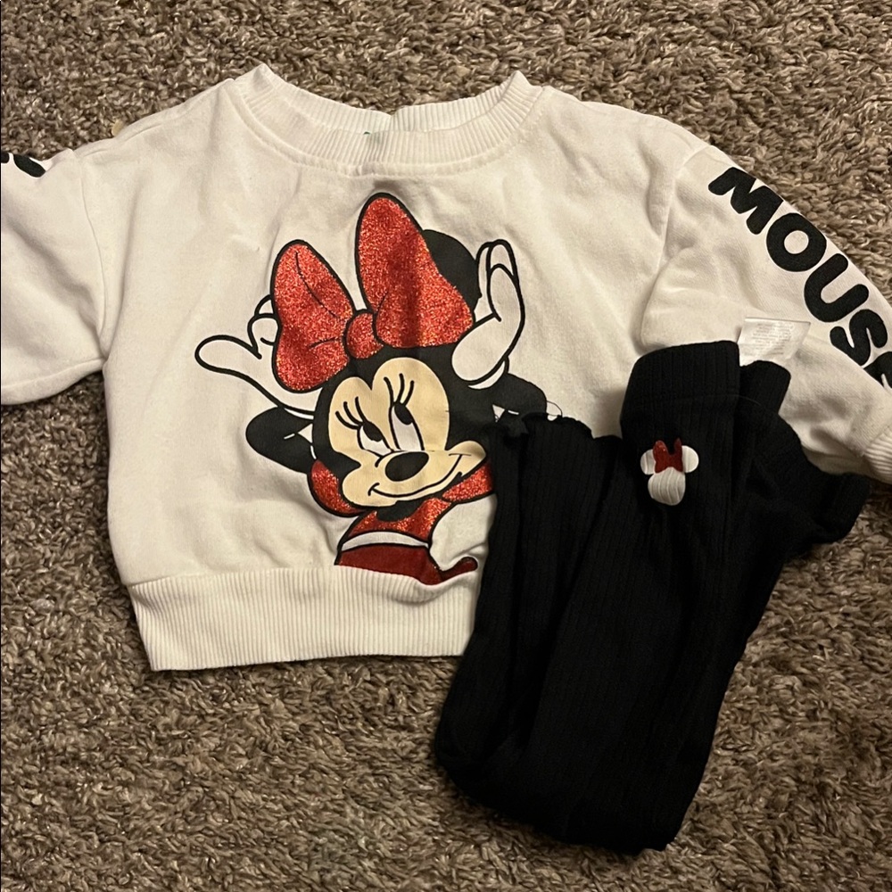 Minnie Mouse White and Black Sweatshirt Set
